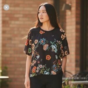 Johnny Was Floral Black Women's Top (M)